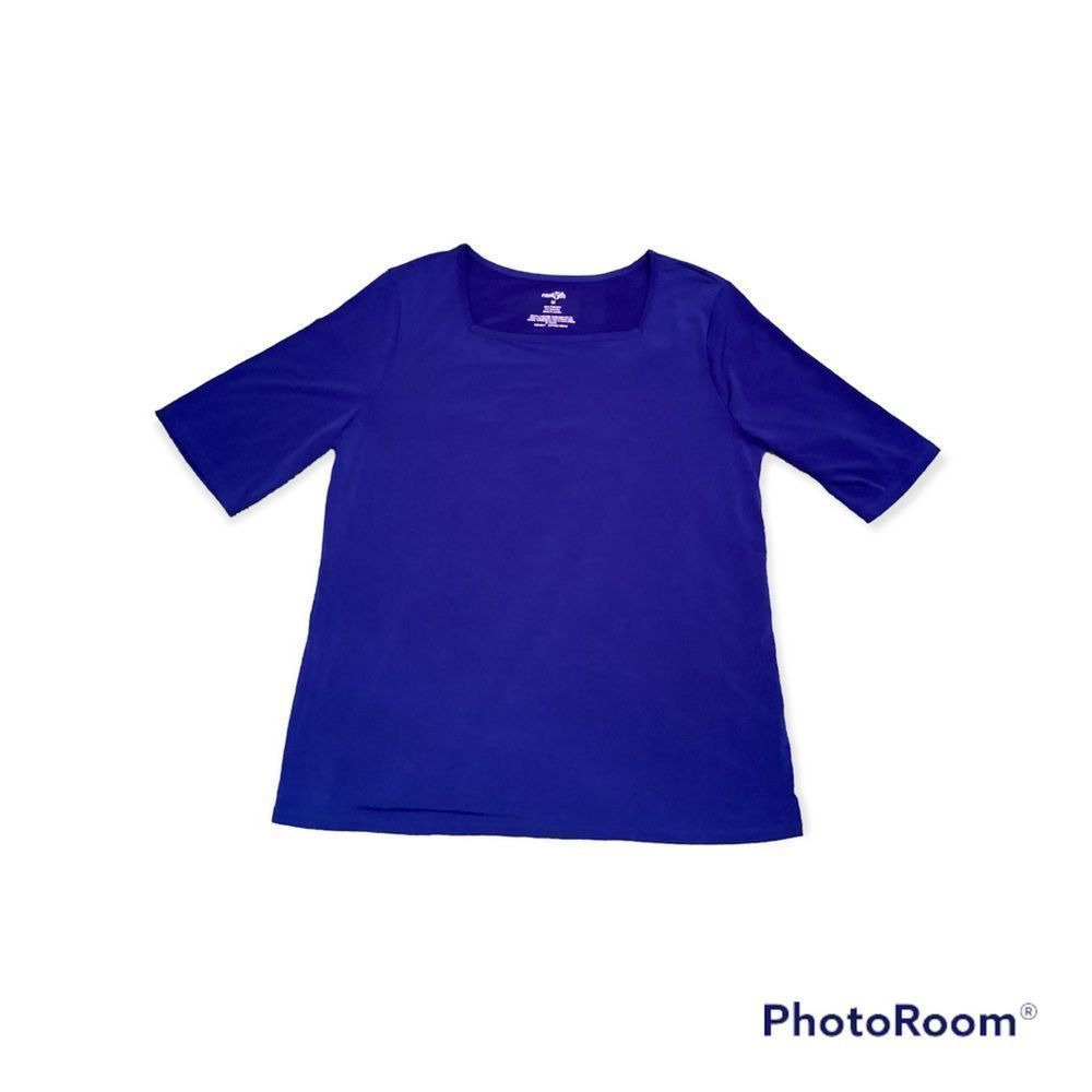 NWT Blue East 5th Square Neck Short Sleeve Blouse SZ-M